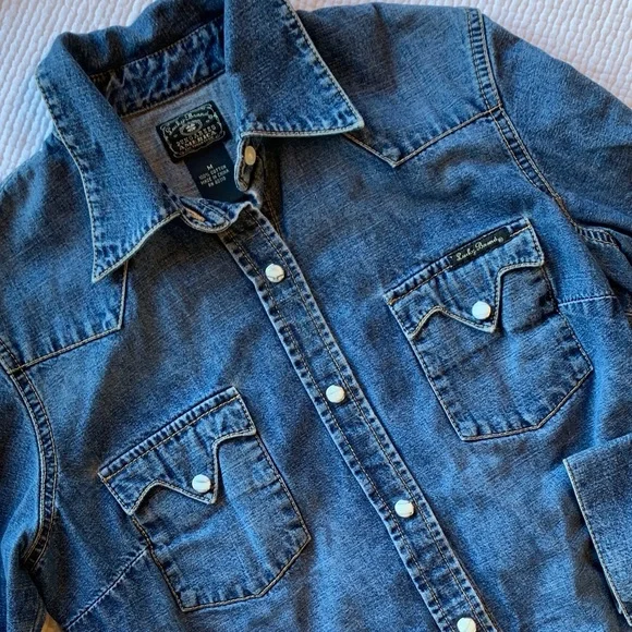 Lucky Brand Blue Denim Shirt with Snap Close - Picture 15 of 16